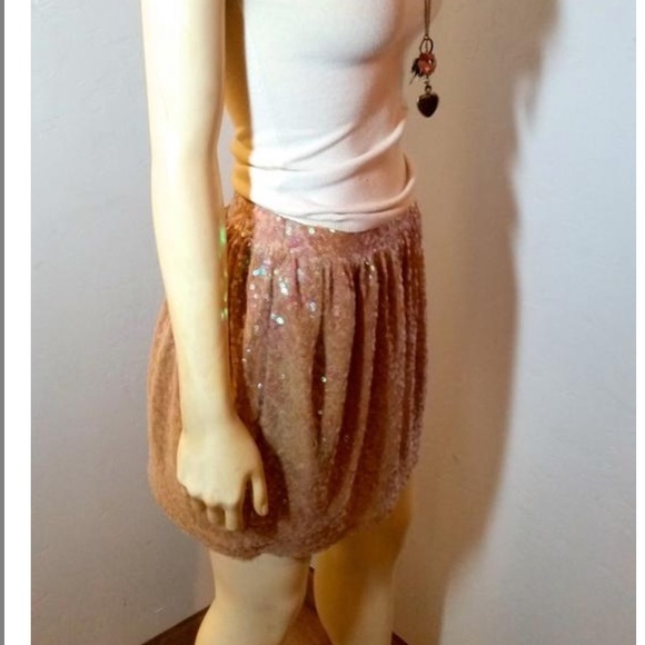 BCBGeneration Beige Iridescent Sequin Mini Skirt - Picture 10 of 10